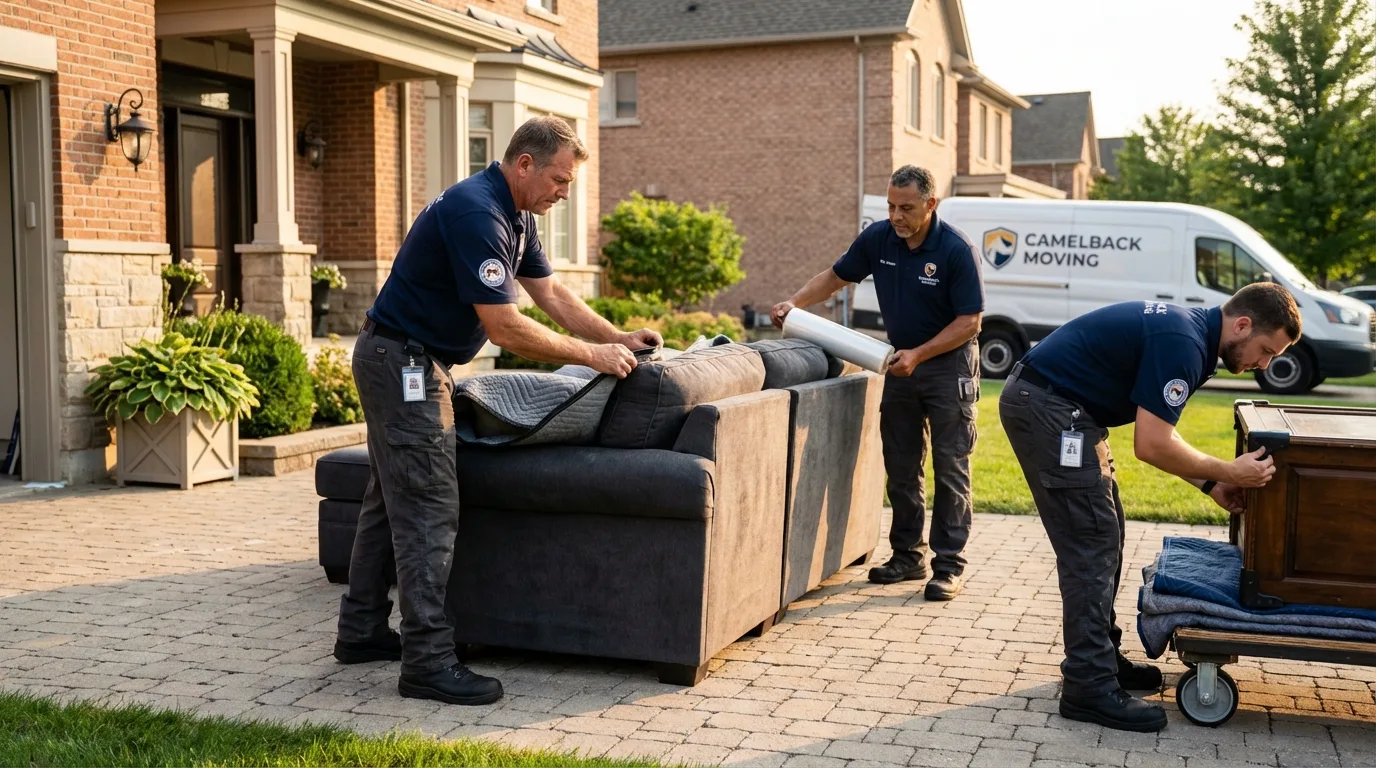 Large estate moving crew wrapping furniture in Caledonia, MI