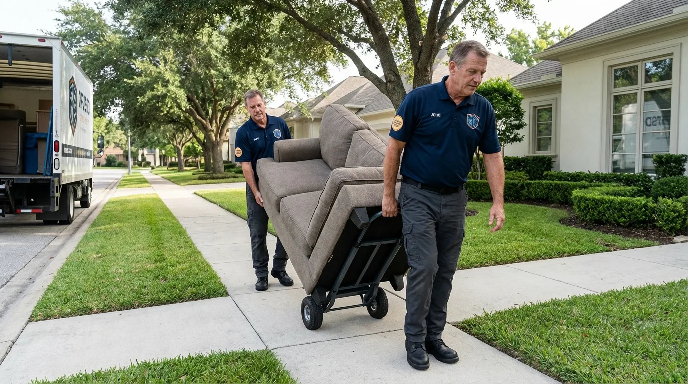 Local residential moving crew loading furniture in Caledonia, MI